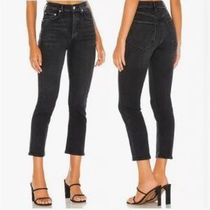 Agolde Riley High Rise Cropped Washed Black Ankle Jeans -24